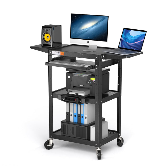 AV-JM - Steel Frame AV Cart with Drop Leaves and Keyboard Tray