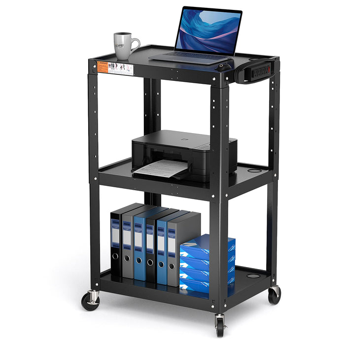 AV-JS - Steel Frame 3-Tier AV Cart without Keyboard Tray