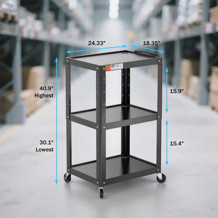 AV-JS - Steel Frame 3-Tier AV Cart without Keyboard Tray