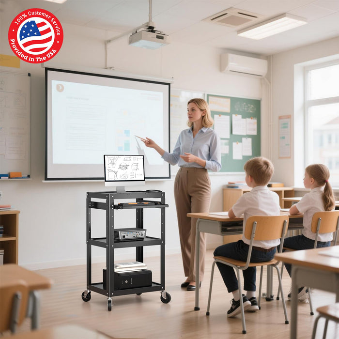 AV-J - Steel Frame AV Cart with 3 Shelves