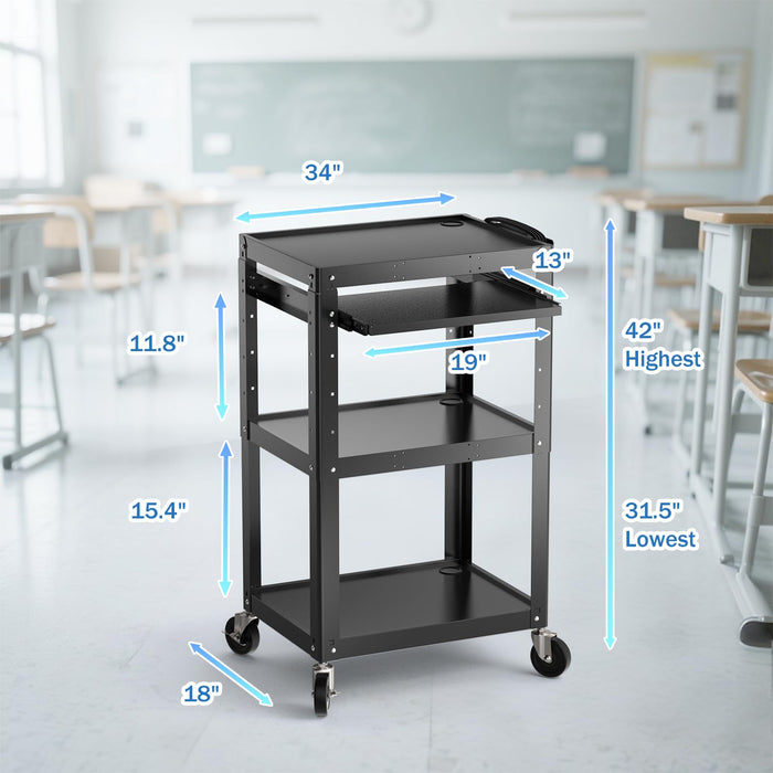 AV-J - Steel Frame AV Cart with 3 Shelves