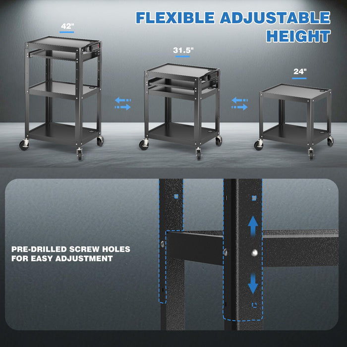 AV-J - Steel Frame AV Cart with 3 Shelves