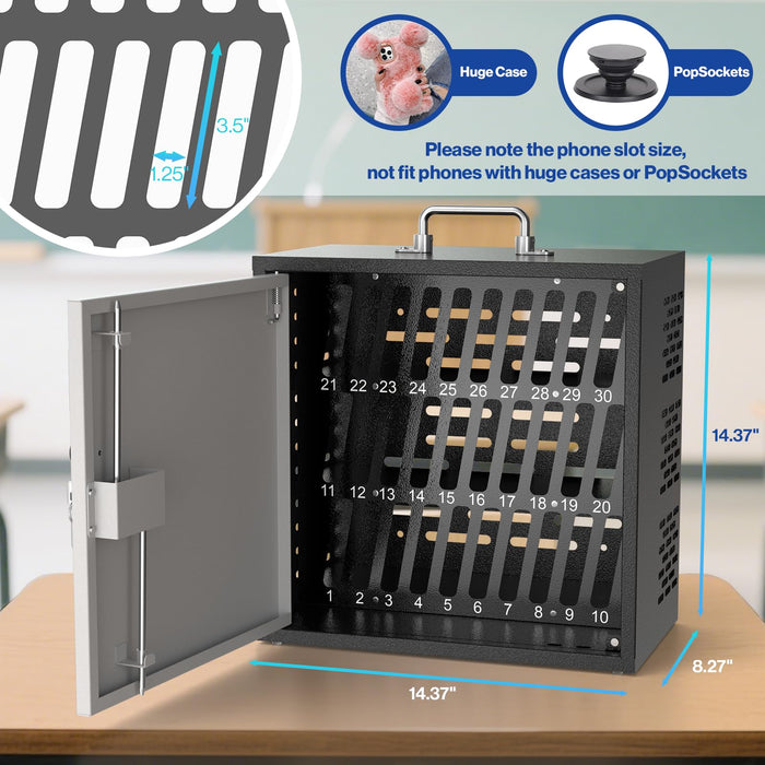 C1-H - 30-Slot Metal Cell Phone Storage Cabinet with Lock