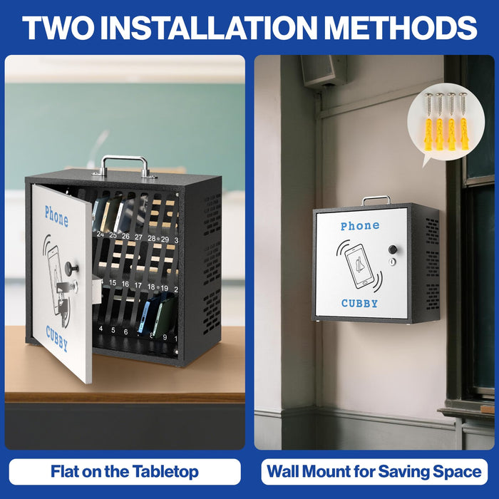 C1-H - 30-Slot Metal Cell Phone Storage Cabinet with Lock
