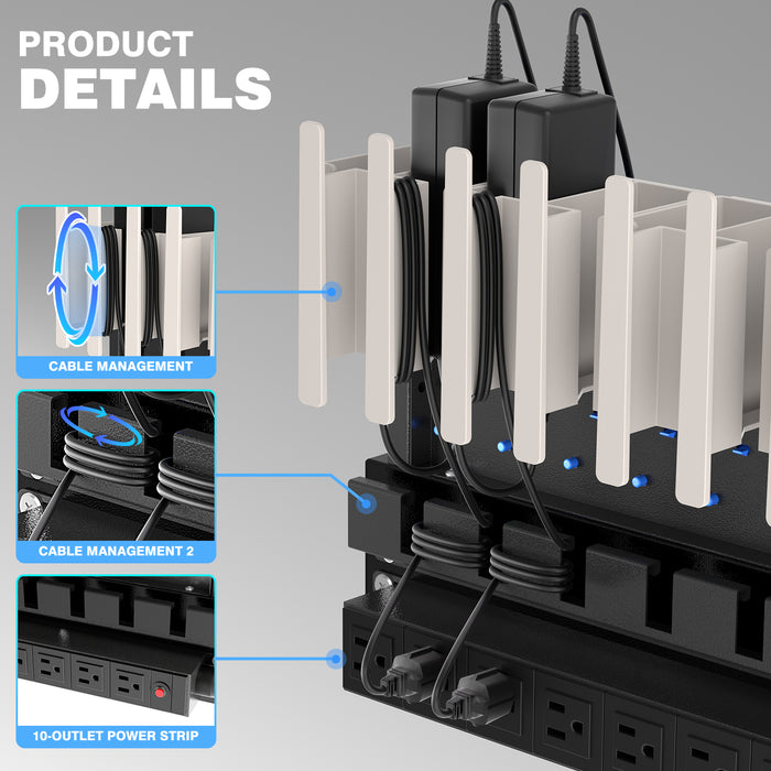 C10C-H - POCHAR 10-Device Open Charging Station for Chromebooks & Tablets
