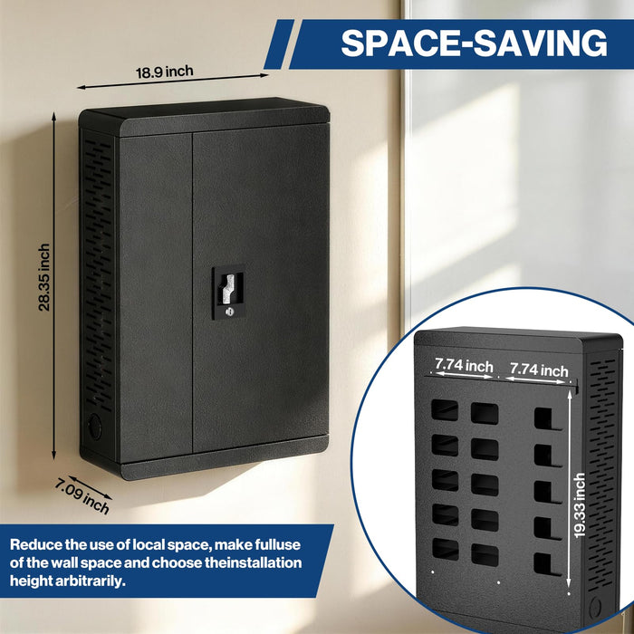 C12C-H - 12-Devices Wall Mount Locking Charging Cabinet for iPads 