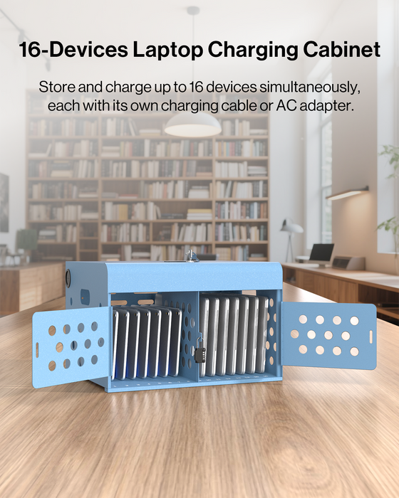 C16B-B - 16-Unit Locking Charging Cabinet for Chromebooks, iPads, and Laptops