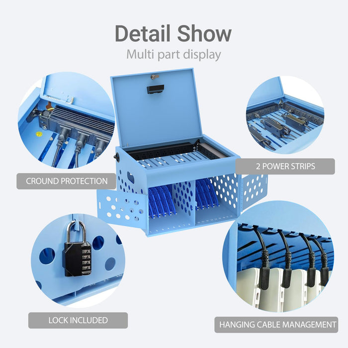 C16B-B - 16-Unit Locking Charging Cabinet for Chromebooks, iPads, and Laptops