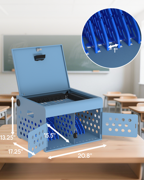 C16B-B - 16-Unit Locking Charging Cabinet for Chromebooks, iPads, and Laptops