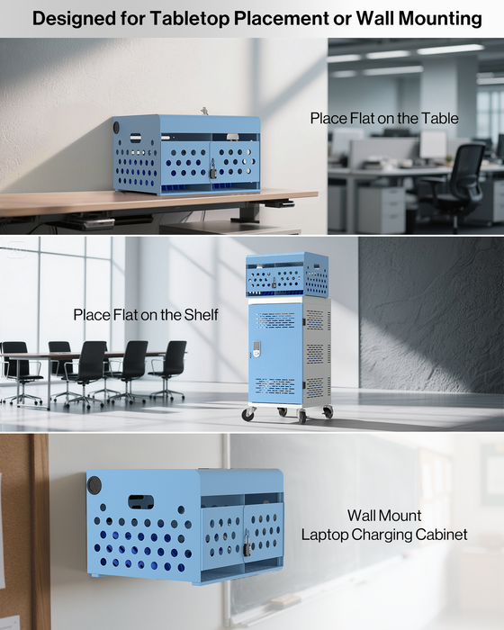 C16B-B - 16-Unit Locking Charging Cabinet for Chromebooks, iPads, and Laptops