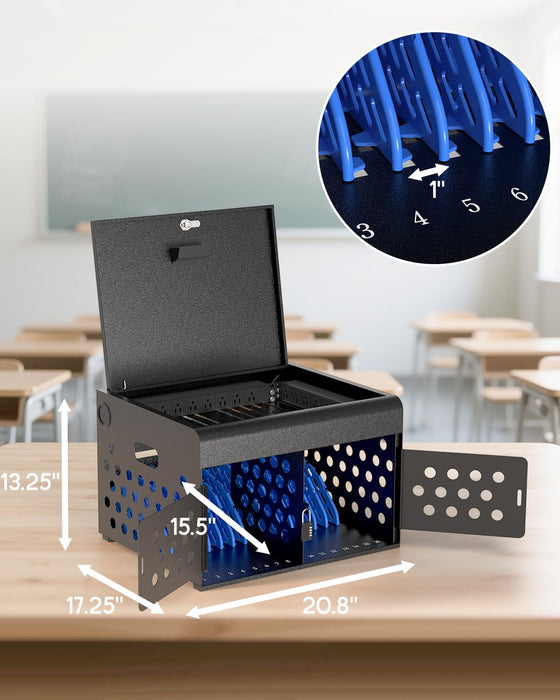 C16B-H - 16-Unit Locking Charging Cabinet for Chromebooks, iPads, and Laptops