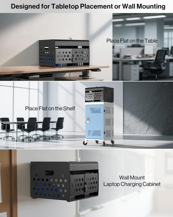 C16B-H - 16-Unit Locking Charging Cabinet for Chromebooks, iPads, and Laptops