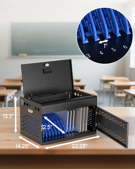 C16D-H - 16-Device Locking Charging Cabinet for Chromebooks, iPads, and Laptops