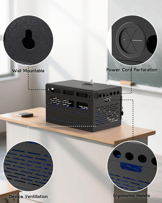 C16D-H - 16-Device Locking Charging Cabinet for Chromebooks, iPads, and Laptops