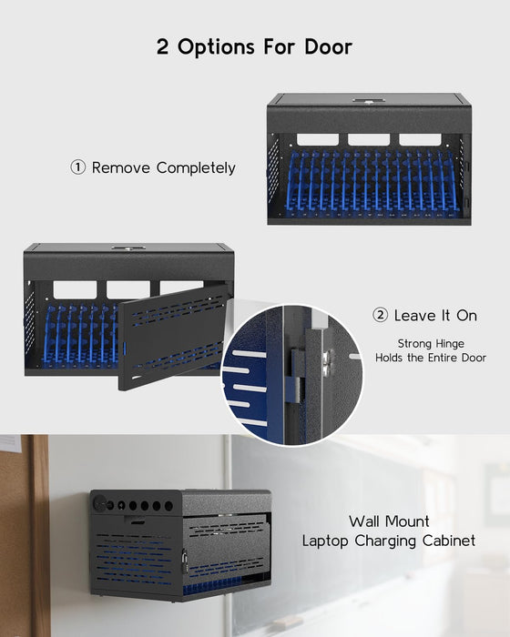 C16D-H - 16-Device Locking Charging Cabinet for Chromebooks, iPads, and Laptops