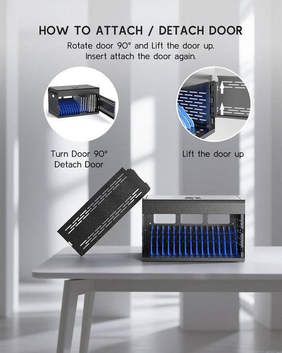 C16D-H - 16-Device Locking Charging Cabinet for Chromebooks, iPads, and Laptops