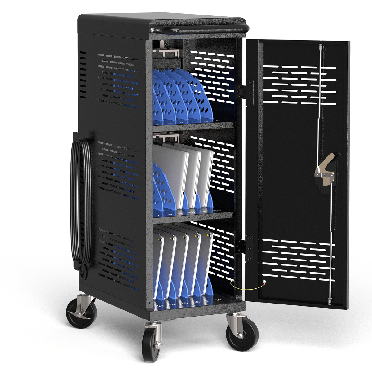 C18-H - Fully Assembled 18-Unit Charging Cart (Black) — Pochar LLC