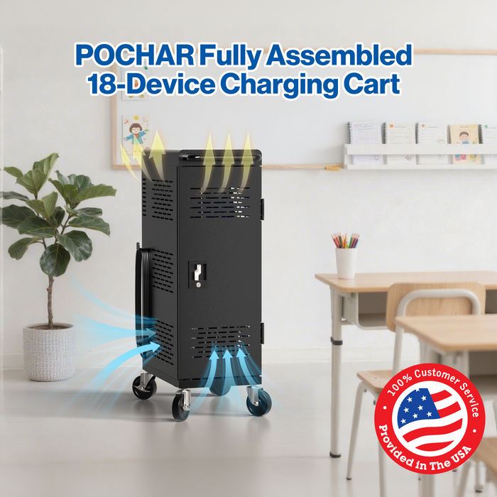 C18-H - Fully Assembled 18-Unit Charging Cart (Black)