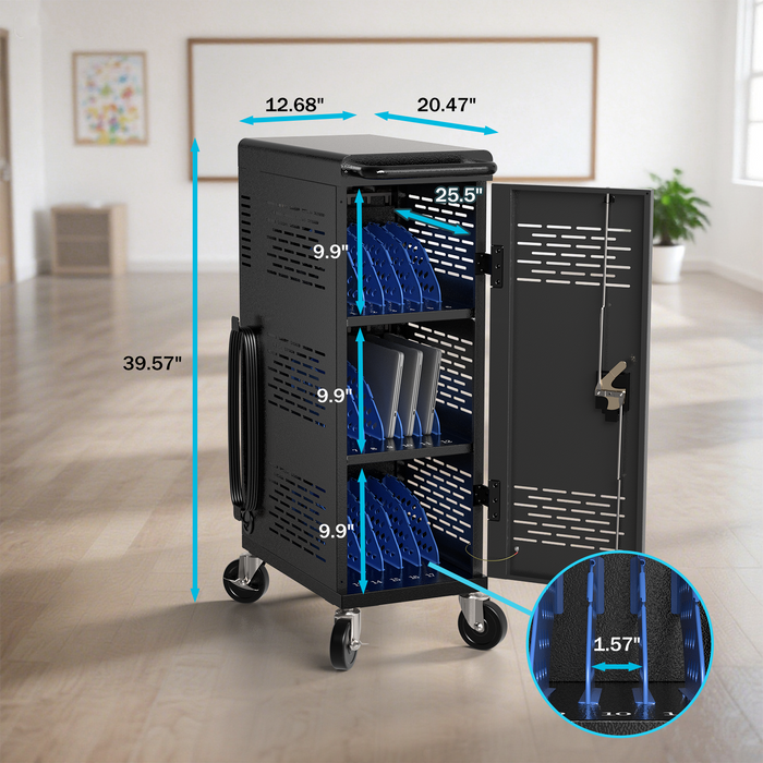 C18-H - Fully Assembled 18-Unit Charging Cart (Black)