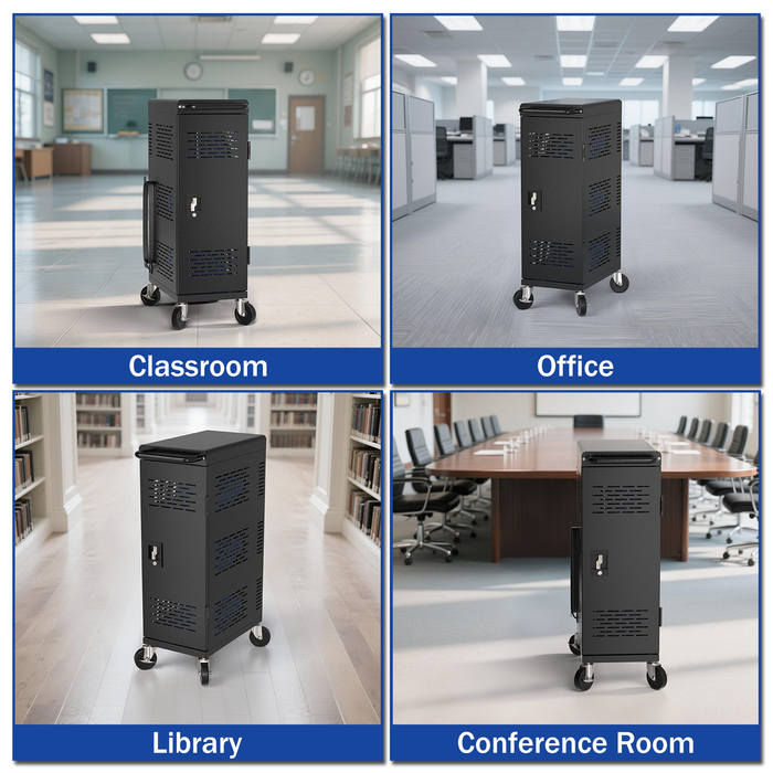 C18-H - Fully Assembled 18-Unit Charging Cart (Black)