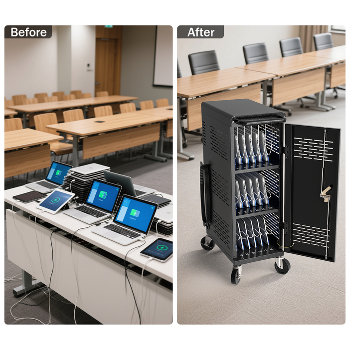 C18-H - Fully Assembled 18-Unit Charging Cart (Black)