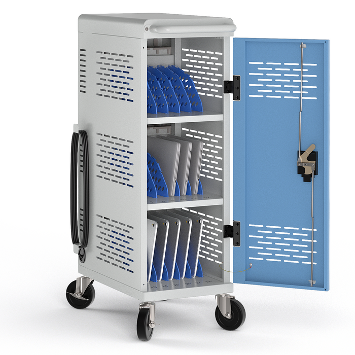 C18-T - Fully Assembled 18-Unit Charging Cart (Blue/Gray)