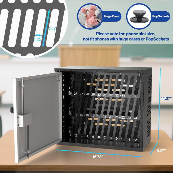 C2-H - 36-Slot Metal Cell Phone Storage Cabinet with Lock