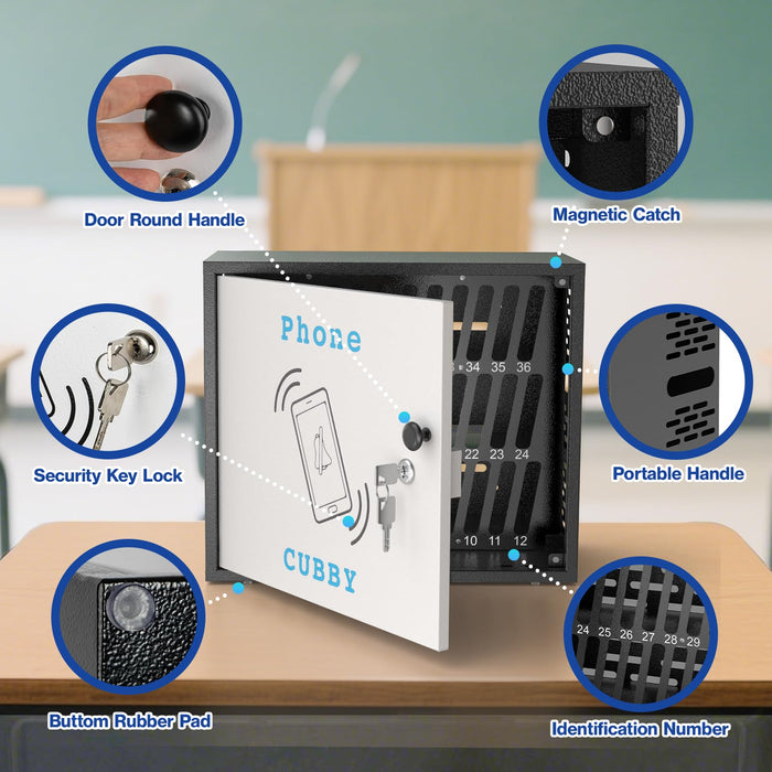 C2-H - 36-Slot Metal Cell Phone Storage Cabinet with Lock