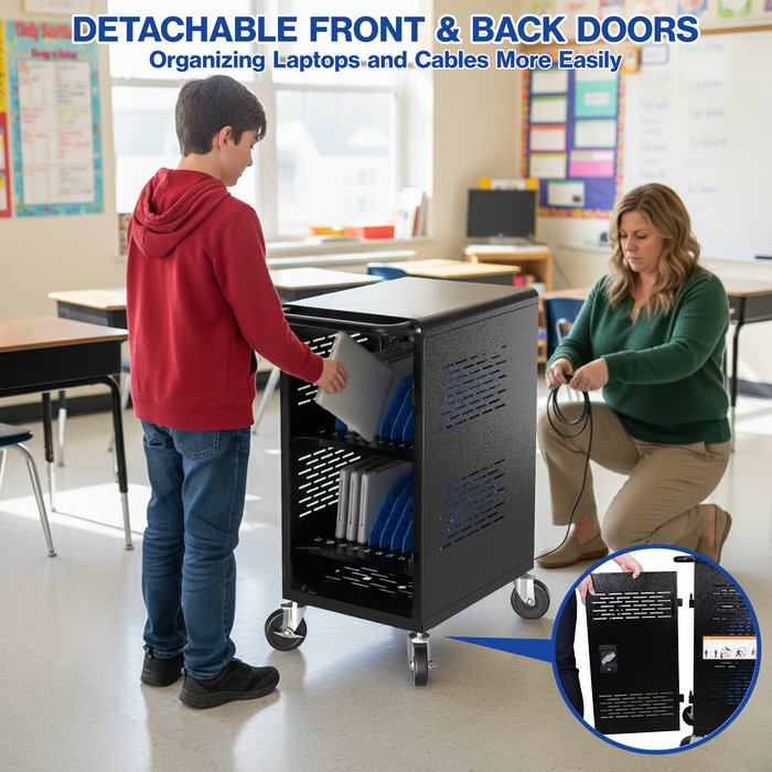 C20C-H - 20 Device Mobile Charging Cart for Laptop, Black, Assembly Required