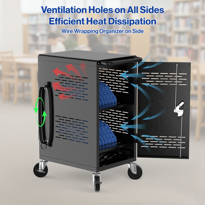 C20C-H - 20 Device Mobile Charging Cart for Laptop, Black, Assembly Required