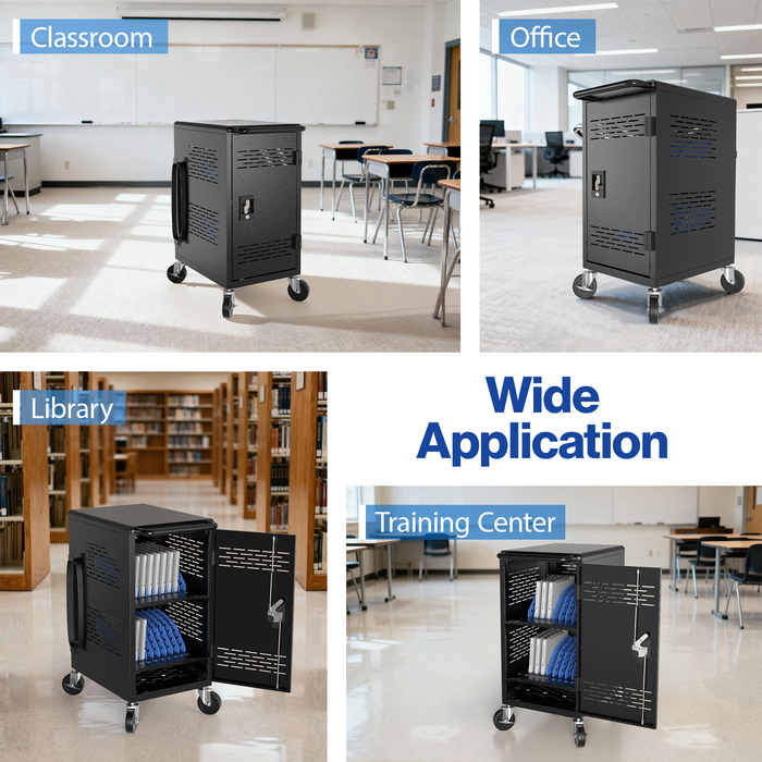 C20C-H - 20 Device Mobile Charging Cart for Laptop, Black, Assembly Required