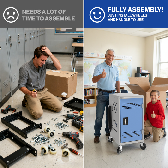 C20-T - Fully Assembled 20-Unit Charging Cart (Blue/Gray)