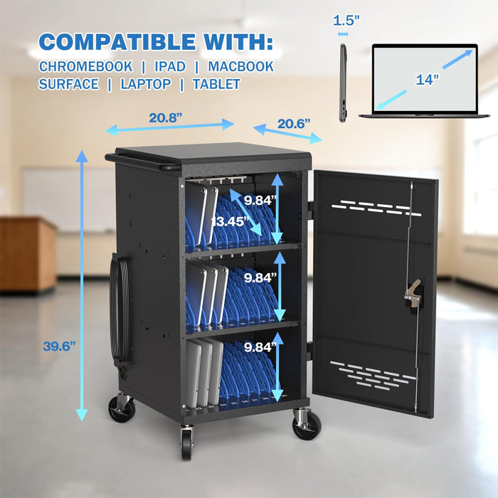 C30A-H - 30 Unit Device Charging Station for Chromebook, Assembly Required