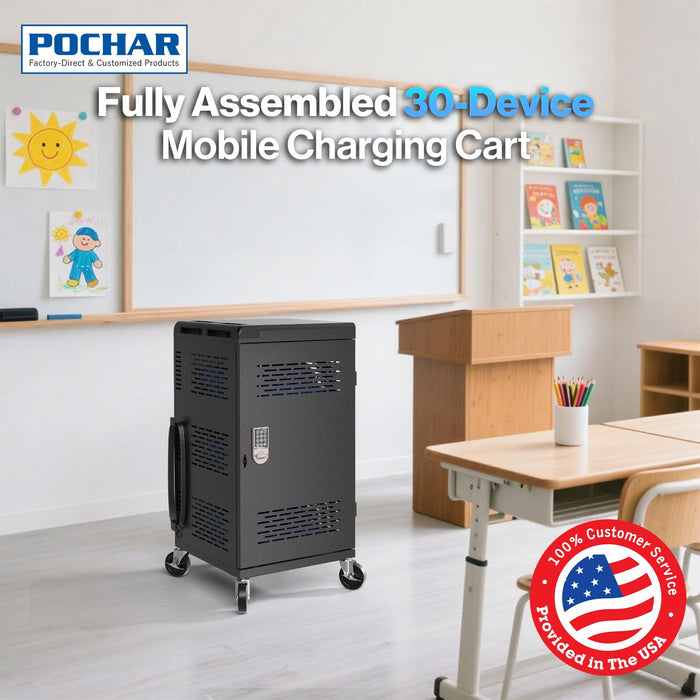 C30B-H - Fully Assembled 30-Unit Charging Cart with Electronic Keypad