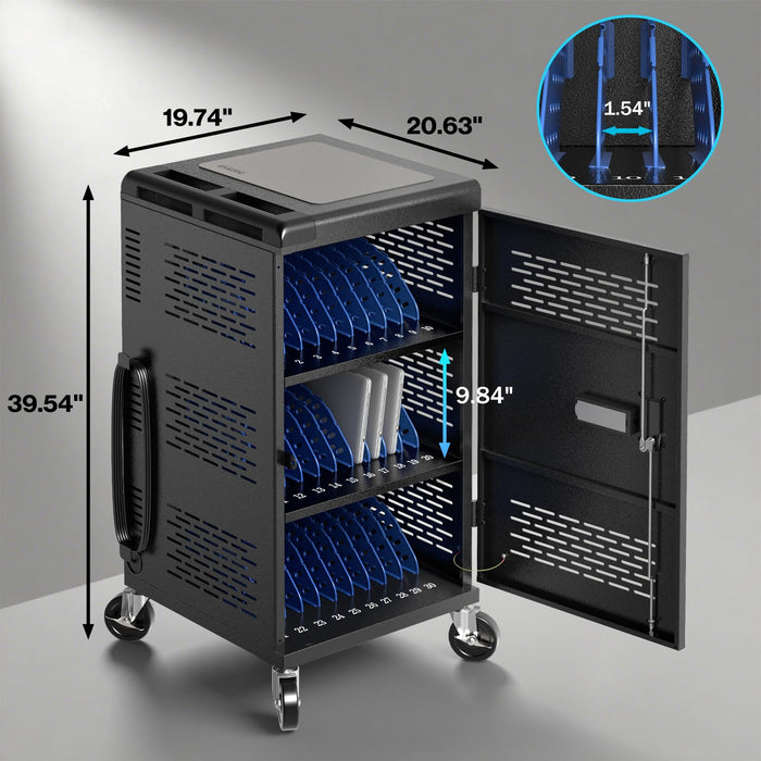 C30B-H - Fully Assembled 30-Unit Charging Cart with Electronic Keypad