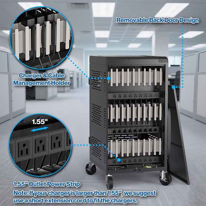 C30B-H - Fully Assembled 30-Unit Charging Cart with Electronic Keypad