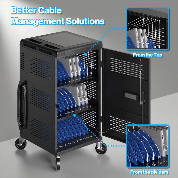 C30B-H - Fully Assembled 30-Unit Charging Cart with Electronic Keypad