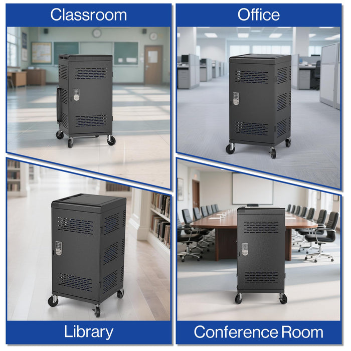 C30B-H - Fully Assembled 30-Unit Charging Cart with Electronic Keypad