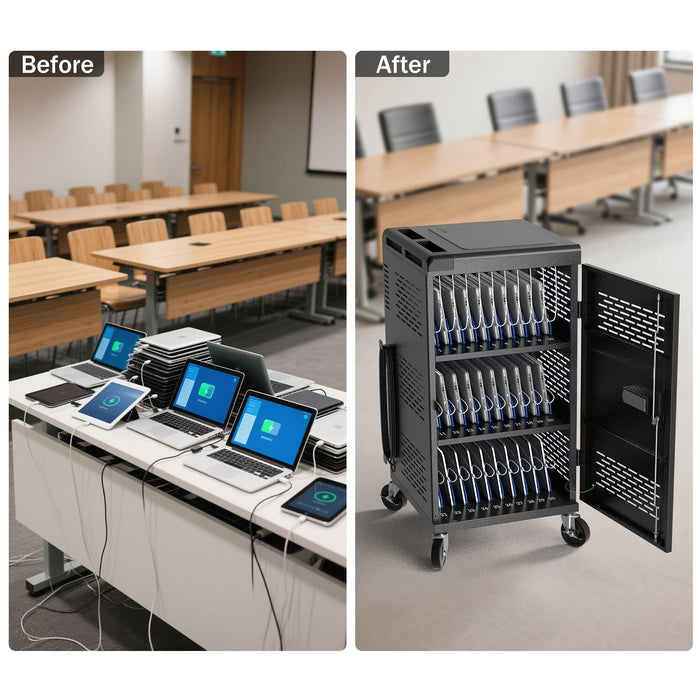 C30B-H - Fully Assembled 30-Unit Charging Cart with Electronic Keypad