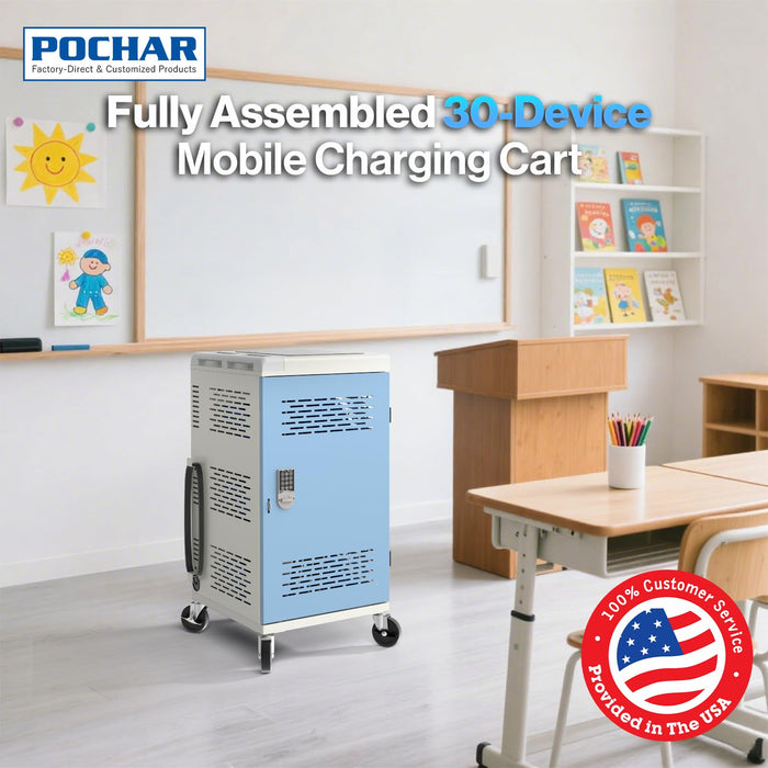 C30B-T - Fully Assembled 30-Unit Charging Cart with Electronic Keypad