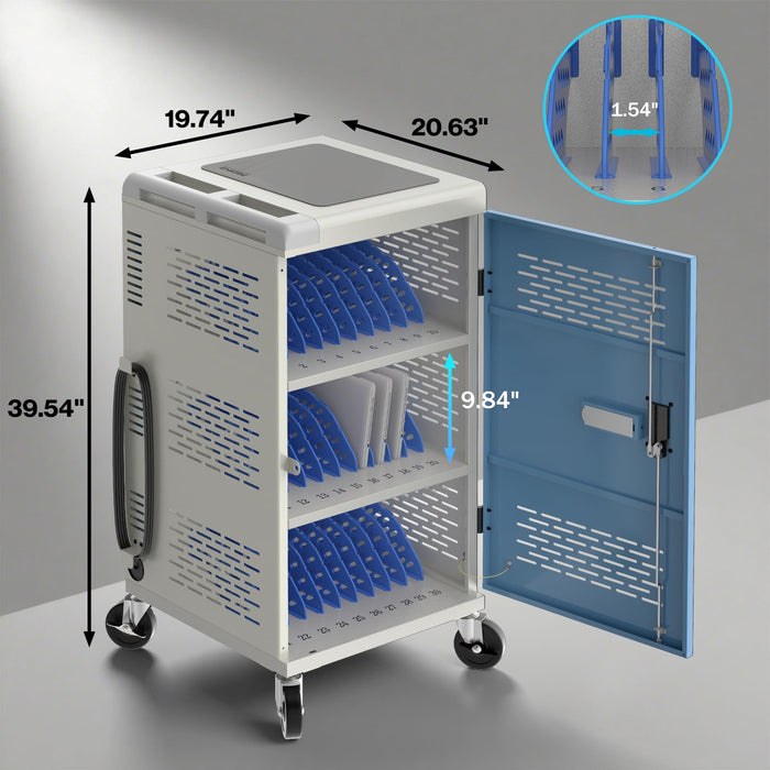C30B-T - Fully Assembled 30-Unit Charging Cart with Electronic Keypad