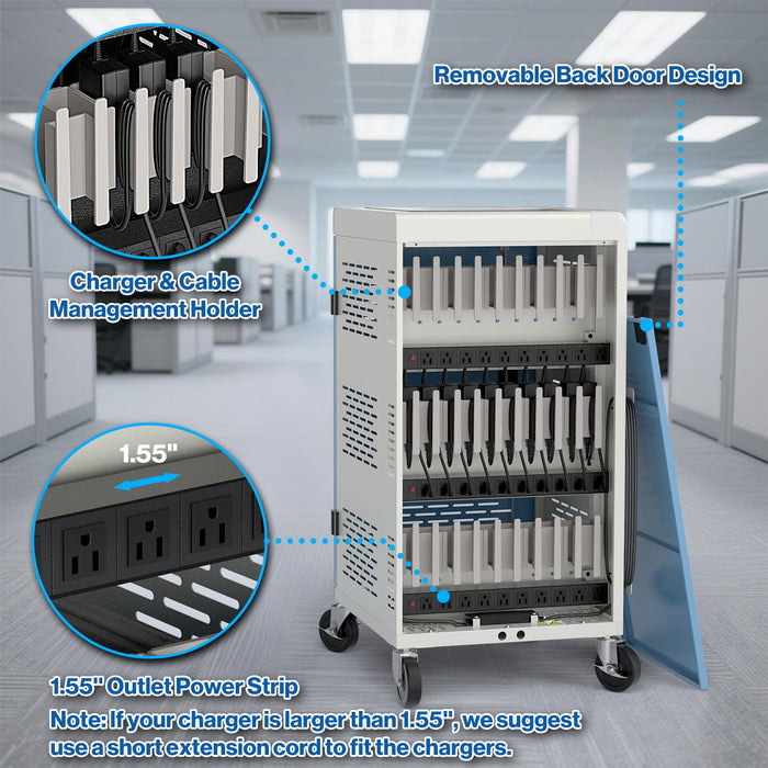C30B-T - Fully Assembled 30-Unit Charging Cart with Electronic Keypad