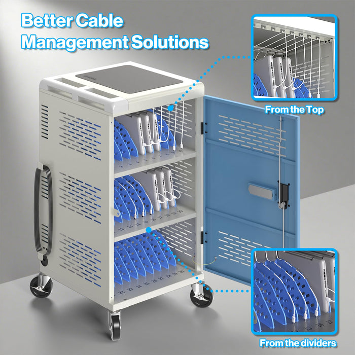 C30B-T - Fully Assembled 30-Unit Charging Cart with Electronic Keypad
