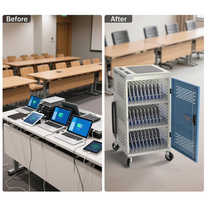 C30B-T - Fully Assembled 30-Unit Charging Cart with Electronic Keypad