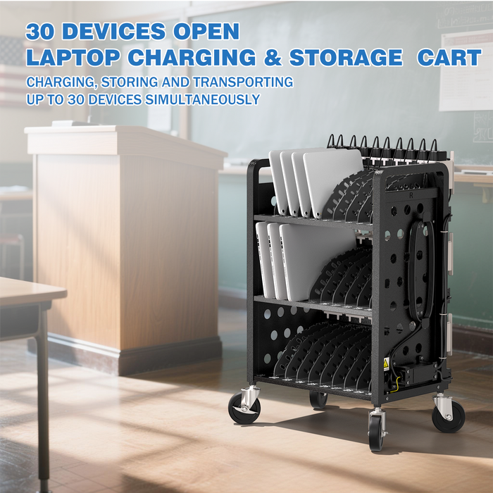 C30D-H - 30 Devices Open Laptop Charging Cart for iPads, Tablets
