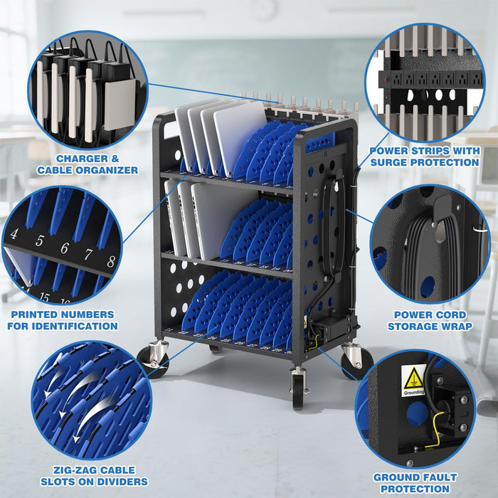 C30D-H - Open Charging Cart for 30 Chromebook