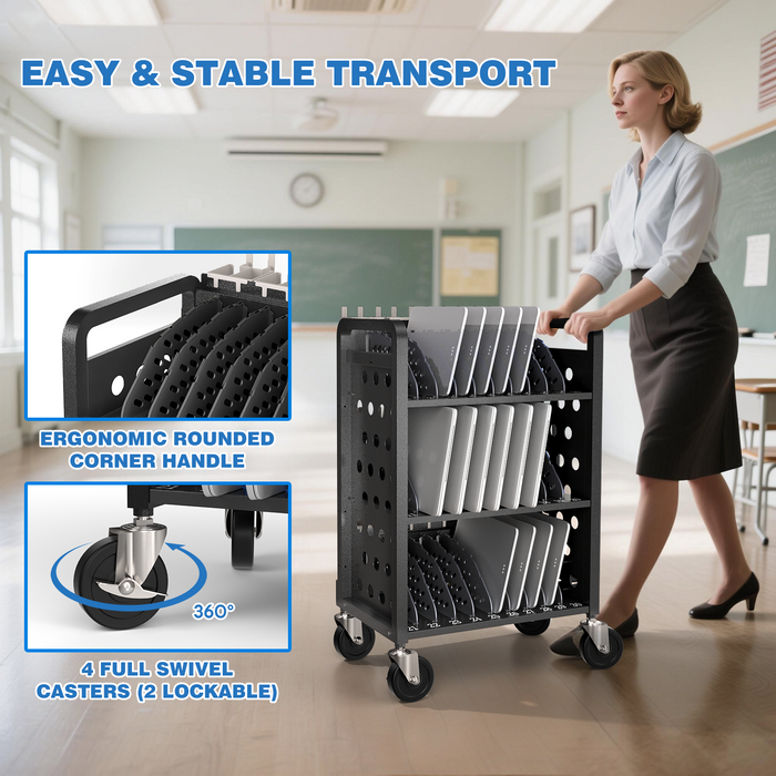 C30D-H - 30 Devices Open Laptop Charging Cart for iPads, Tablets