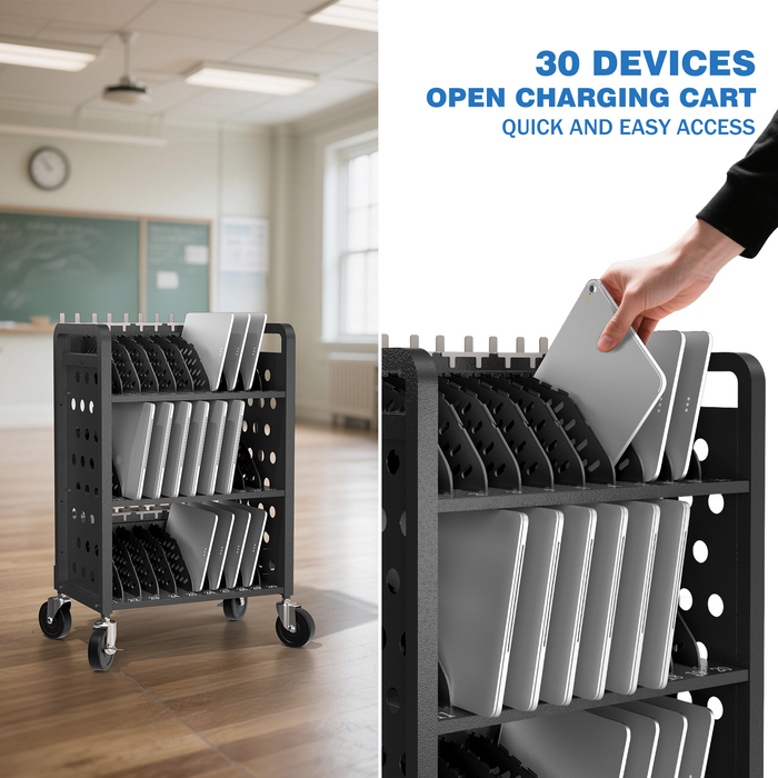 C30D-H - 30 Devices Open Laptop Charging Cart for iPads, Tablets