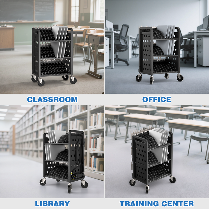 C30D-H - 30 Devices Open Laptop Charging Cart for iPads, Tablets