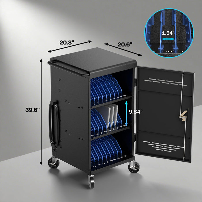 C30E-H - Fully Assembled 30 Unit Device Charging Station for Chromebook, iPad, Laptop
